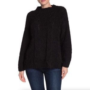 Ceny Eyelash Knit Mock Neck Sweater in Black